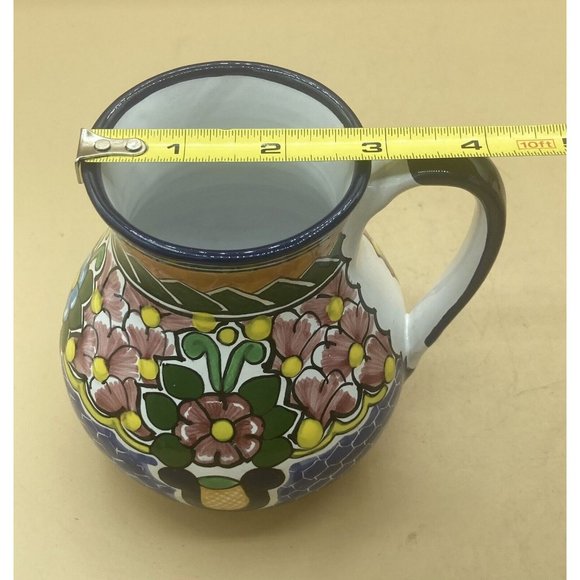 Mexican Puebla Talavera Signed Hernandez Folk Art Pottery Wine Pitcher Jug - Picture 11 of 12